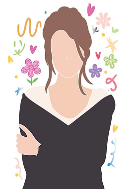 Faceless Woman with Floral Decorations