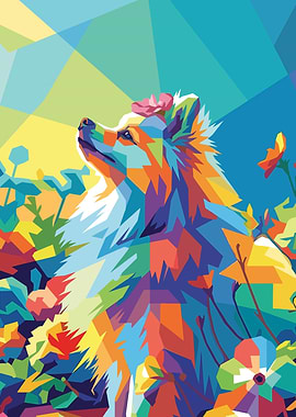 Colorful Fox in a Field of Flowers