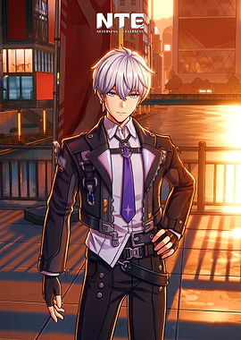 Anime character in urban setting