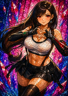 Tifa Lockhart Stained Glass Anime Art
