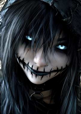 Goth Doll with Stitched Mouth