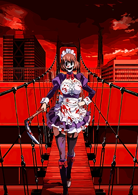 Bloody Maid with Scythe on Bridge