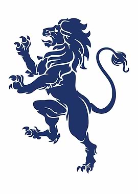 Dark Blue Lion Rampant Emblem