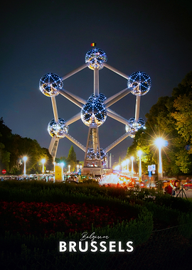 Atomium at Night in Brussels