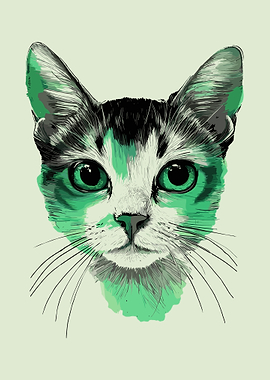 Green Eyed Cat Portrait