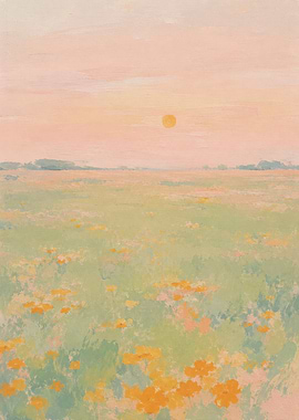Impressionistic Field at Sunset