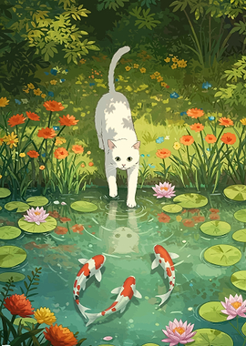 Cat and Koi Pond