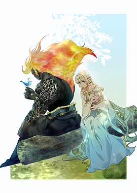 Fiery Figure and Elf with Lyre