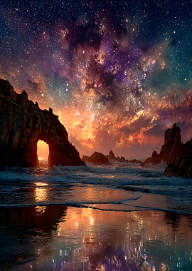 Cosmic Ocean Arch at Sunset Photography
