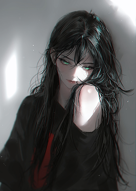 Anime girl with green eyes