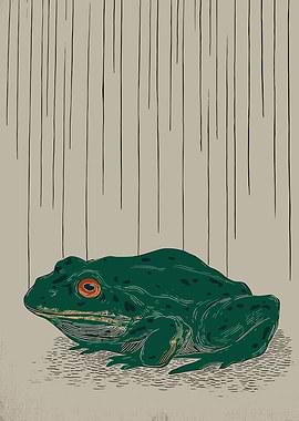 Green Frog in the Rain