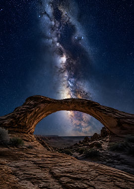 Milky Way Arch in Desert Landscape