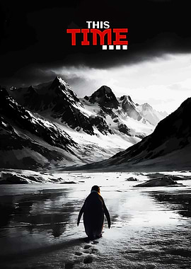 Penguin in Snowy Mountains