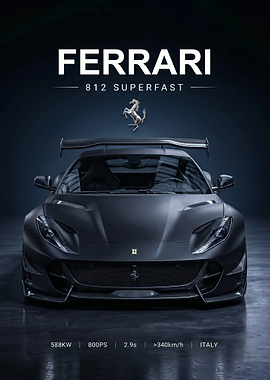 sleek Ferrari 812 Superfast Matte Black