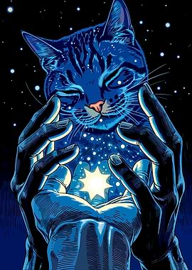Cosmic Cat Held in Hands