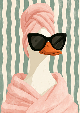 Glamorous Duck in Sunglasses and Towel