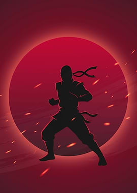 Silhouette Ninja in Red Circle