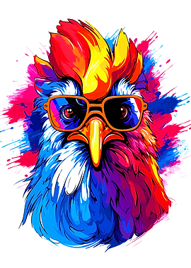 Cool Rooster Wearing Sunglasses