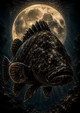Mystical Fish Under the Moon