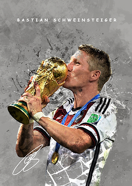 Bastian Schweinsteiger kisses World Cup trophy