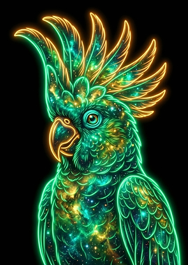 Cosmic Cockatoo Neon Art
