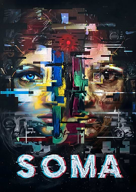 Glitch Art Portrait with SOMA Text