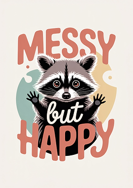 Messy but Happy Raccoon