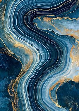 Abstract Blue and Gold Marble Texture