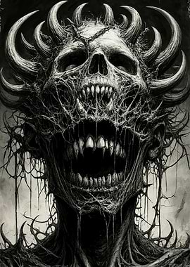 Demonic Skull with Horns