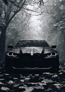 Dark BMW M4 in Forest