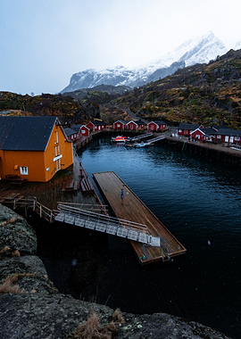 Norwegian Fishing Village in Winter