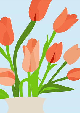 Orange Tulips in a Vase