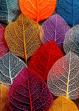 Colorful Skeleton Leaves