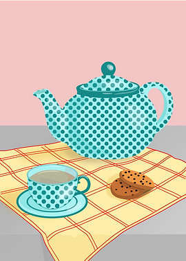 Polka Dot Tea Set and Cookies