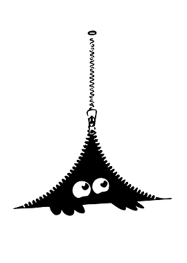 Cute Monster Peeking from Zipper