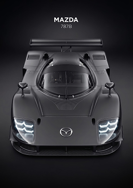 sleek black Mazda 787B Race concept Car