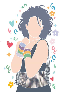 Retro Woman with Colorful Accessories