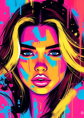 Vibrant Pop Art Portrait of a Woman