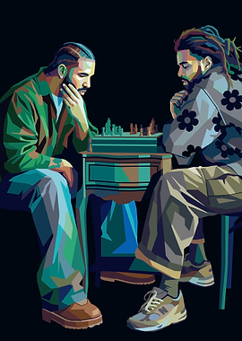 Drake and J. Cole playing chess
