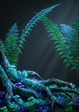 Enchanted Forest with Bioluminescent Flora