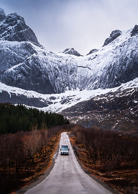 Camper Van on a Mountain Road