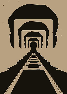 Endless Tunnel of Heads and Train Tracks