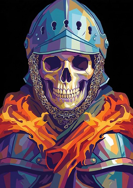 Skeleton Knight in Fiery Armor