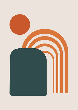 Abstract Mid-Century Modern Rainbow Art