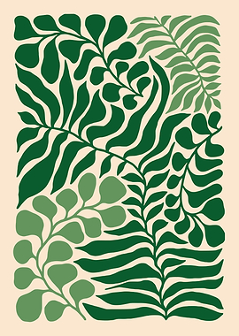 Abstract Green Botanical Illustration
