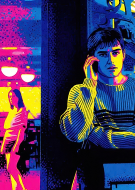 Man on Phone with Woman in Background
