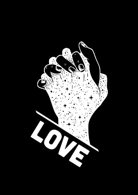 Hands with Stars and Love Text