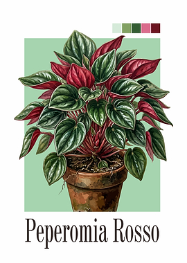 Peperomia Rosso Plant Illustration