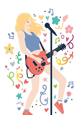 Woman playing guitar and singing