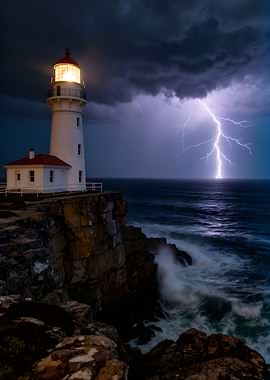 Lighthouse During a Lightning Storm